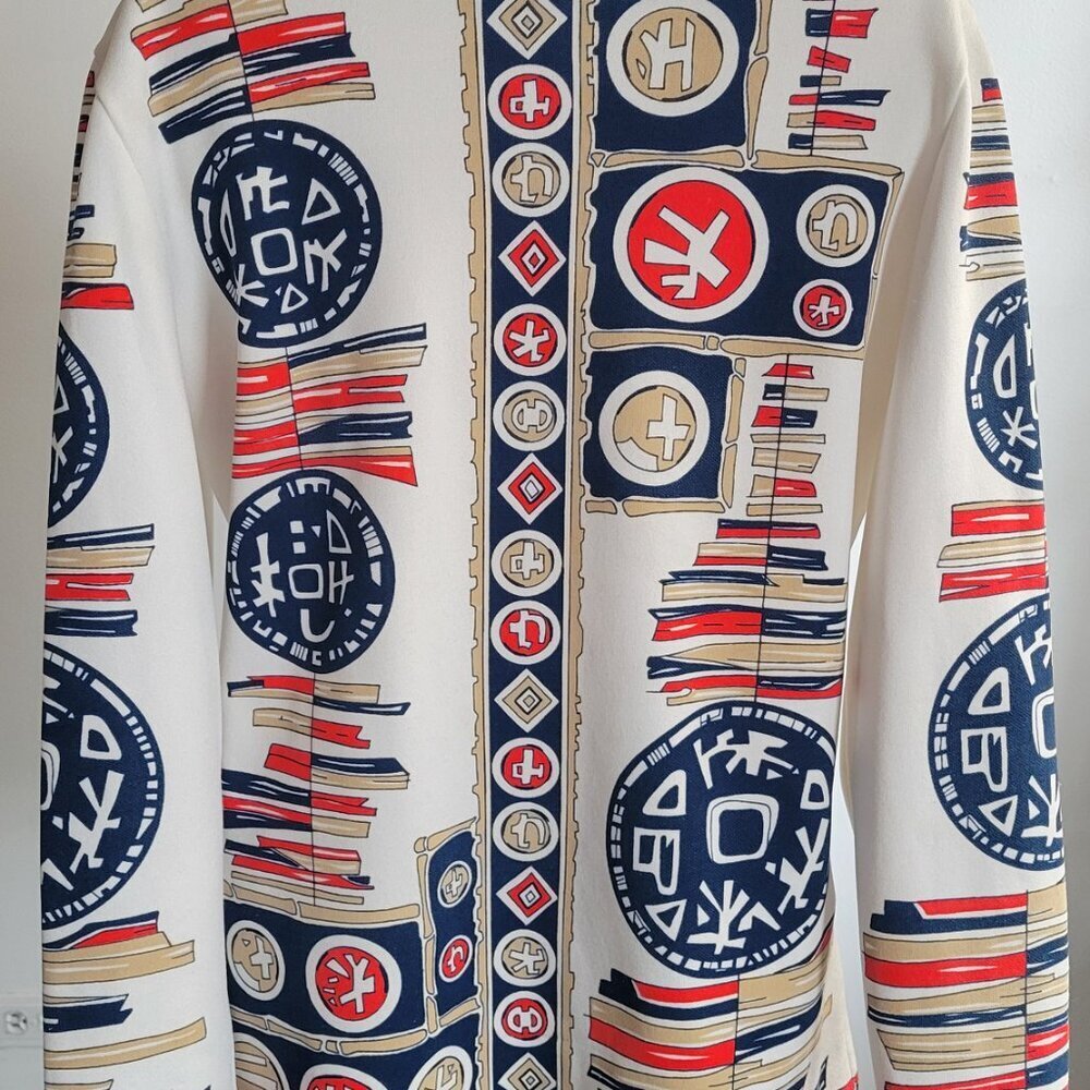 Gregg’s Girl 1970s Vintage Asian Style Print Top: Long Sleeve Knit Top - Picture 7 of 14